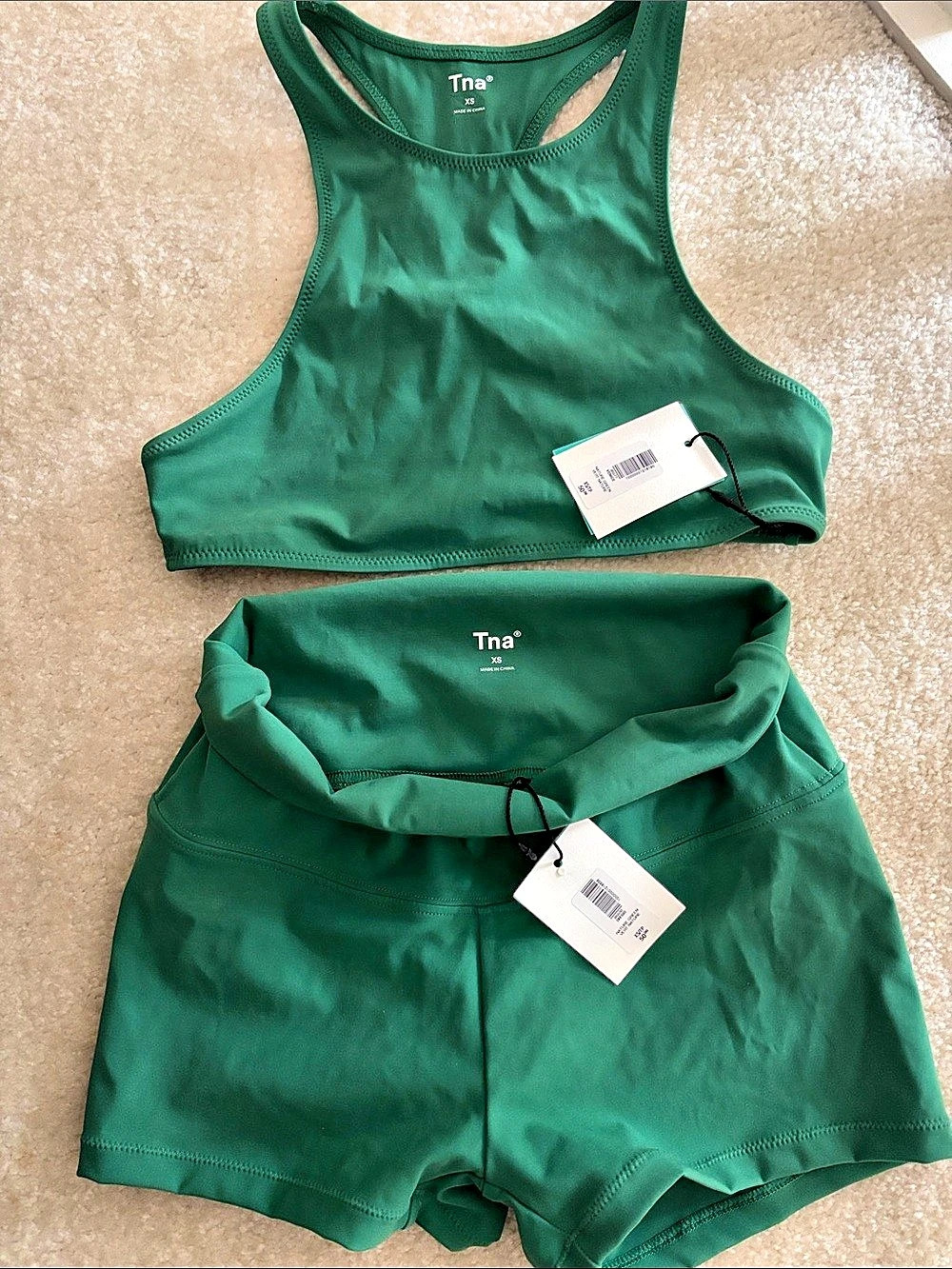 Tna Venice High Neck Top and Diego Boyshort Green XS
